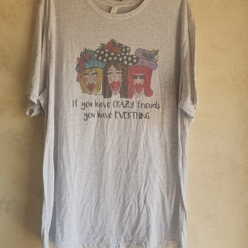 Lucky Bird Clothing Company Short Sleeve Crazy Friends Polyester Top-Size: 2XL